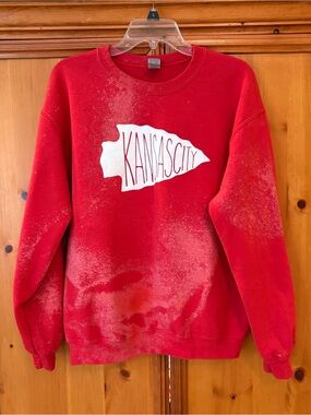 Boutique Kansas City Chiefs Tie Dye Red Crewneck Sweatshirt